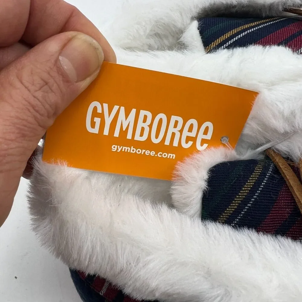 Gymboree Plaid Moccasin Youth Toddler 9-10 Soft Faux Fur Lined Baby Shoes New
